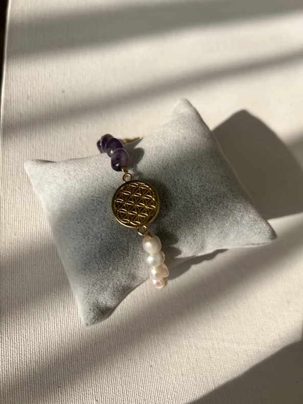 Ametist  - İnci Bileklik - Resim 5