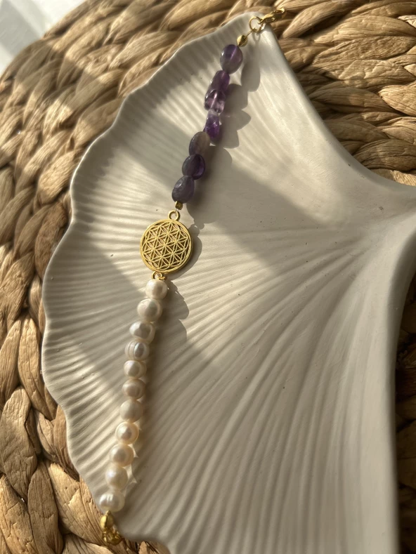 Ametist  - İnci Bileklik - Resim 4