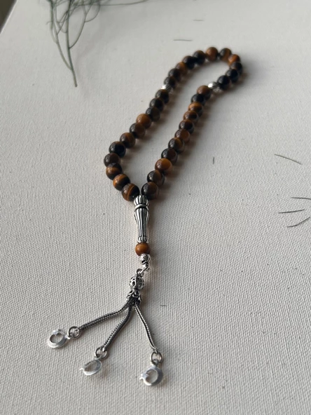 Kaplangözü taşı 925 ayar gümüş tesbih - 4