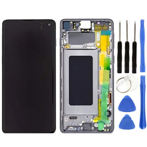 TE Samsung S10 G973F Uyumlu Çıtalı Lcd Ekran Beyaz + Tamir Seti