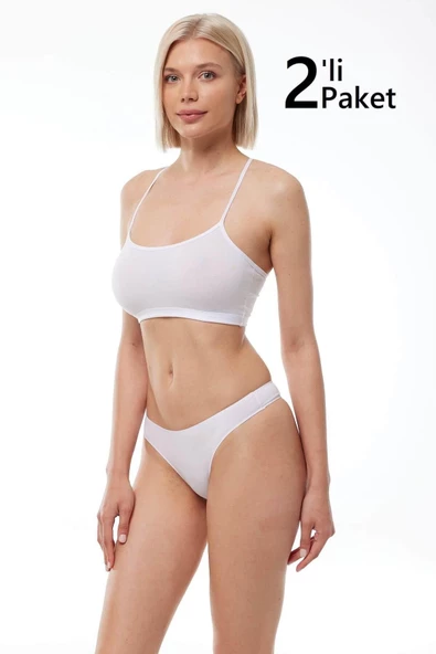 Malabadi 186 2'Li Paket Kadın Modal Düşük Bel Iz Yapmayan String & Tanga - Resim 11