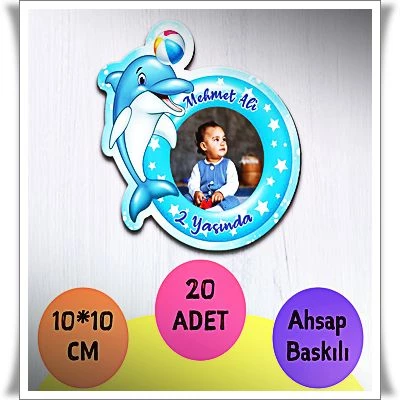 Bebek Çocuk Doğum Günü Resimli Ahşap Magnet 20 Adet a15 - 1