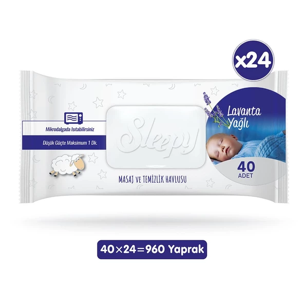 Sleepy Lavanta Yağlı Masaj Ve Temizlik Havlusu 24x40 960 Yaprak
