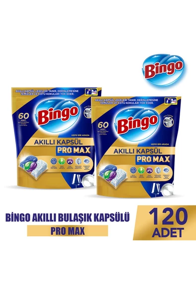 Bingo Akıllı Kapsül Pro Max Bulaşık Makinesi Deterjanı Tableti 120'li