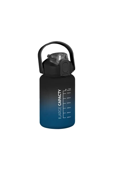 Selka Home - Briella 1000 ML Mavi-Siyah Pipetli Motivasyon Matara - 3
