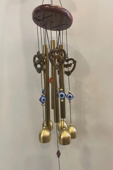 Deprem Zili Çanı Duvar Rüzgar Çanı Zili Feng Shui Ejderha Yılı 5 Çanlı Kalp Ok Eros Objeli - 4
