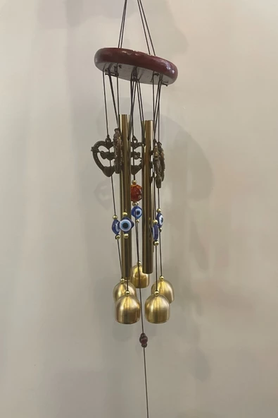 Deprem Zili Çanı Duvar Rüzgar Çanı Zili Feng Shui Ejderha Yılı 5 Çanlı Kalp Ok Eros Objeli - 3