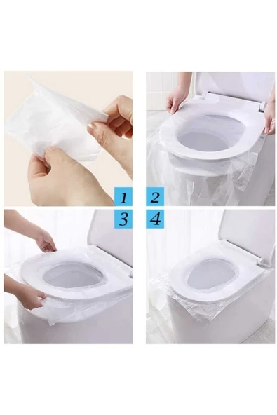 50 Adet Tek Kullanımlık Klozet Örtüsü Klozet Poşeti Klozet Kapak Örtüsü Dispenseri - 3