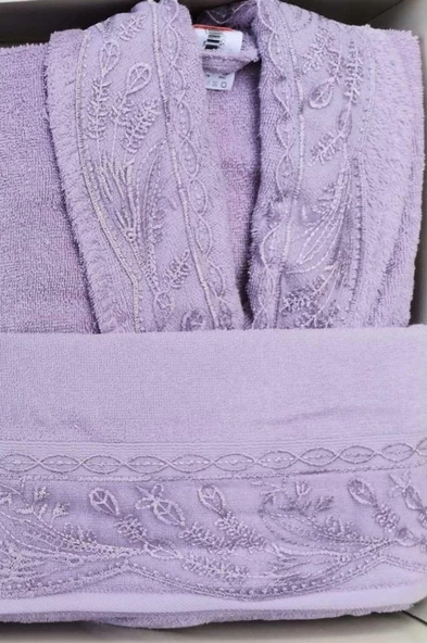 Özdilek Ruby Aile Bornoz Seti Krem Mürdüm - 2