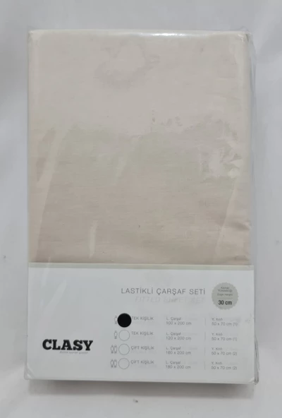 Clasy Ranforce Tek Kişilik Lastikli Çarşaj V1 Bej 100x200