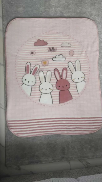 Özdilek Bebek Battaniyesi Hello Rabbit Pembe