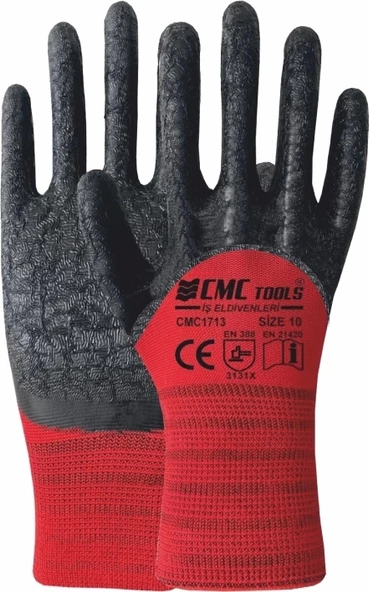 CMC ELDİVEN LATEX 3/4 KIRMIZI-SİYAH CMC1713 12 ÇİFT