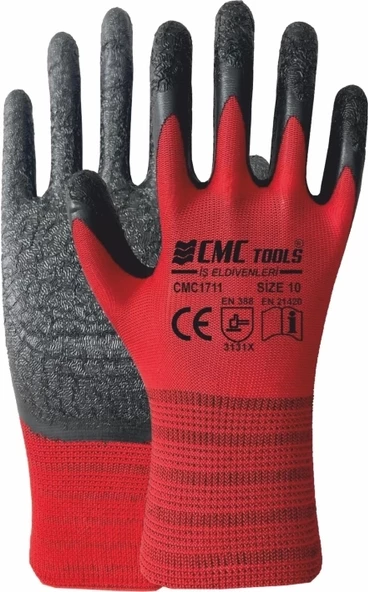 CMC LATEX ELDİVEN 1/2 KIRMIZI SİYAH CMC1711 12 ÇİFT