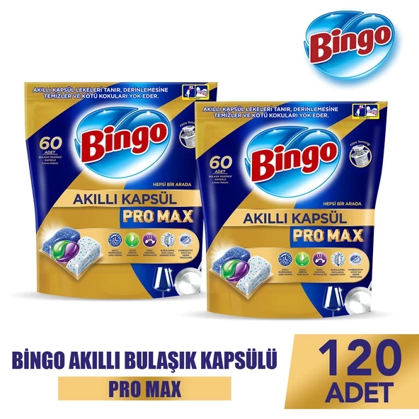 Bingo Akıllı Kapsül Pro Max Bulaşık Makinesi Deterjanı Tableti 120'li