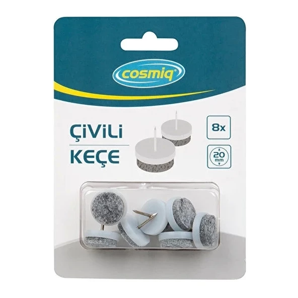 COSMİG ÇİVİLİ MOBİLYA KEÇESİ 20 MM BEYAZ 8'Lİ