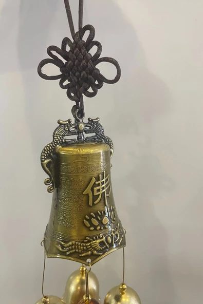 Deprem Zili Çanı Duvar Rüzgar Çanı Zili Feng Shui Ejderha Yılı Metal Borulu Budha Buda Ejderha Çift BalıkObjeli - Resim 5