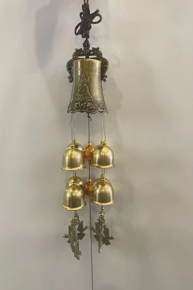 Deprem Zili Çanı Duvar Rüzgar Çanı Zili Feng Shui Ejderha Yılı Metal Borulu Budha Buda Ejderha Çift BalıkObjeli - Resim 8