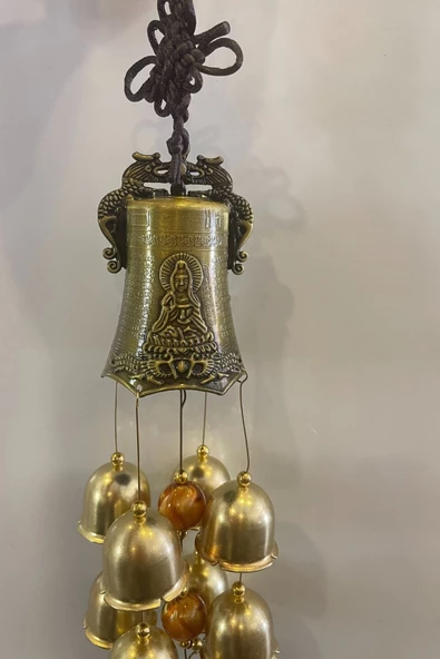 Deprem Zili Çanı Duvar Rüzgar Çanı Zili Feng Shui Ejderha Yılı Metal Borulu Budha Buda Ejderha Çift BalıkObjeli - Resim 2