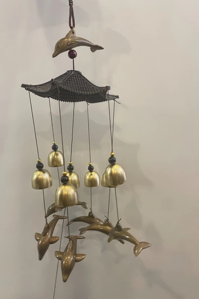 Deprem Zili Çanı Duvar Rüzgar Çanı Zili Feng Shui Ejderha Yılı Metal Borulu Yunus Pagoda Objeli - Resim 5