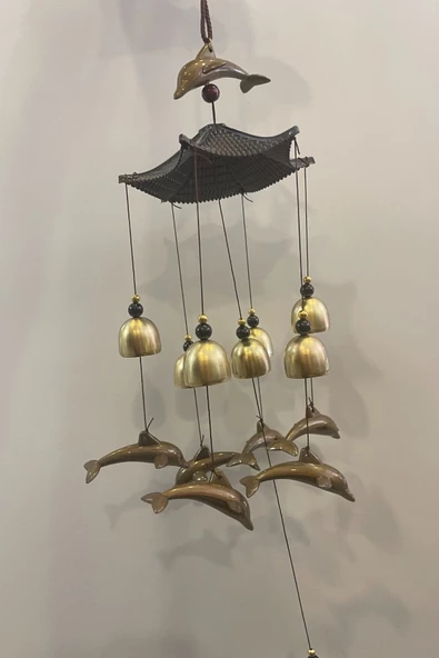 Deprem Zili Çanı Duvar Rüzgar Çanı Zili Feng Shui Ejderha Yılı Metal Borulu Yunus Pagoda Objeli - Resim 3