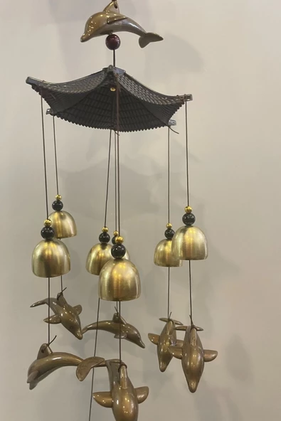 Deprem Zili Çanı Duvar Rüzgar Çanı Zili Feng Shui Ejderha Yılı Metal Borulu Yunus Pagoda Objeli ürün görseli