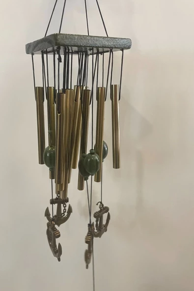 Deprem Zili Çanı Duvar Rüzgar Çanı Zili Feng Shui Ejderha Yılı Metal Borulu Çapa Objeli Kare - 2