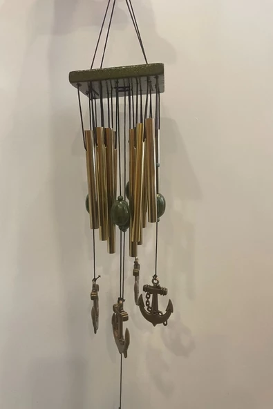Deprem Zili Çanı Duvar Rüzgar Çanı Zili Feng Shui Ejderha Yılı Metal Borulu Çapa Objeli Kare - 5