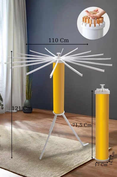 House Plus Hely Açılıp Kapanabilir 360° Dönebilen Kurutmalık Askısı Gold – KRT57058-5 - 5