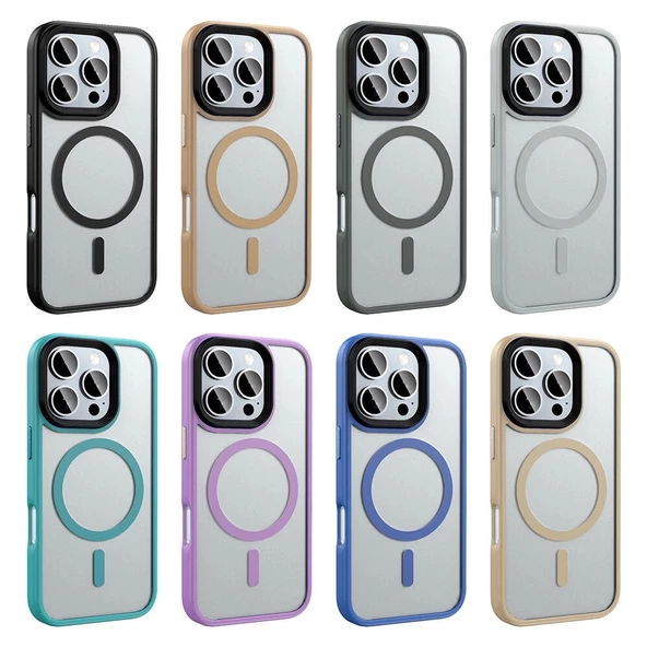 Apple iPhone 16 Pro Kılıf Mat Arka Yüzey Wireless Şarj Özellikli Redclick Flet Magsafe Kapak - 8