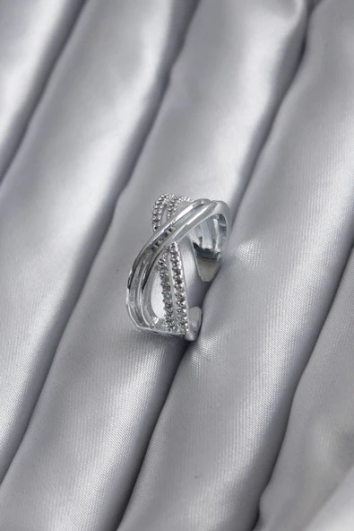 Gümüş Renk Zirkon Taşlı Kadın Yüzük ürün görseli 1