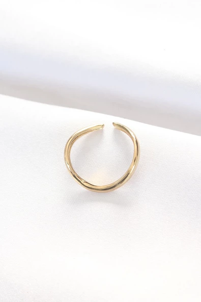 Yassı Gold Renk Ayarlanabilir Yüzük - Resim 2