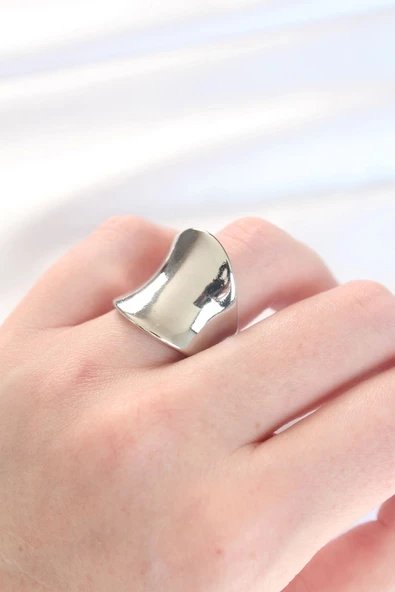Silver Renk Ayarlanabilir Kavisli Ayna Yüzük ürün görseli 1