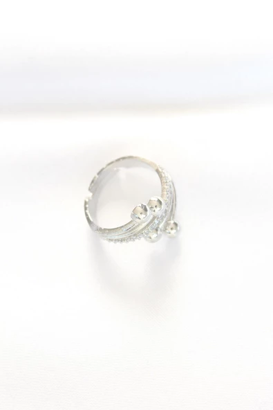 Topçuk Model Zirkon Taşlı Silver Renk Ayarlanabilir Yüzük - 3