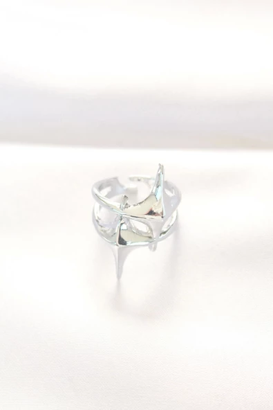 Yıldız Model Silver Renk Ayarlanabilir Yüzük - Resim 2