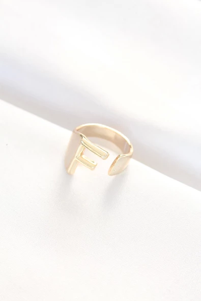 F Harfli Altın Renk Ayarlanabilir Yüzük - Resim 2