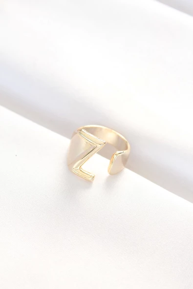 Z Harfli Altın Renk Ayarlanabilir Yüzük - Resim 2