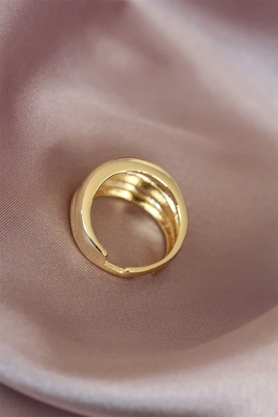 Metal Gold Renk Ayarlamalı Kadın Yüzük - Resim 3