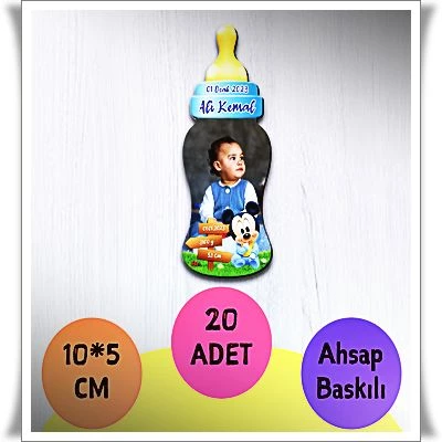 Bebek Çocuk Doğum Günü Resimli Ahşap Magnet 20 Adet a4