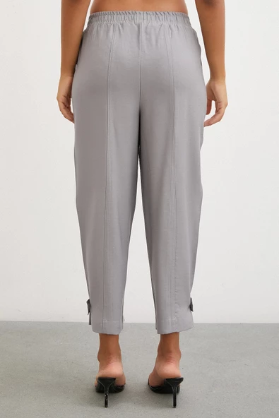 Lastikli Salaş Pantolon Gri - Resim 6