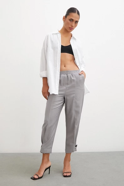 Lastikli Salaş Pantolon Gri - Resim 3