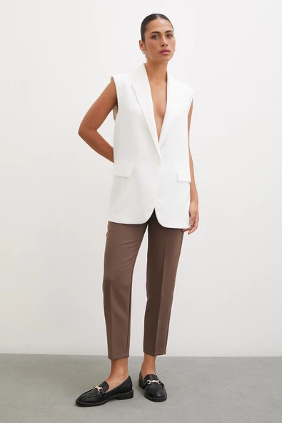 Skinny Kumaş Pantolon Kahve - 4