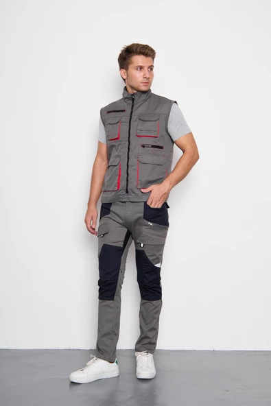 Orange Safety Gri Takım Berlin Harman Karışımı Yelek + Pantolon - Resim 3