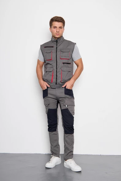 Orange Safety Gri Takım Berlin Harman Karışımı Yelek + Pantolon - Resim 2