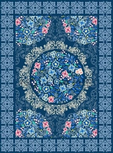 Novo Home Özel Ölçü Halı Yakut Koleksiyonu NVH0079 Mavi Mavi 80 x 300 cm