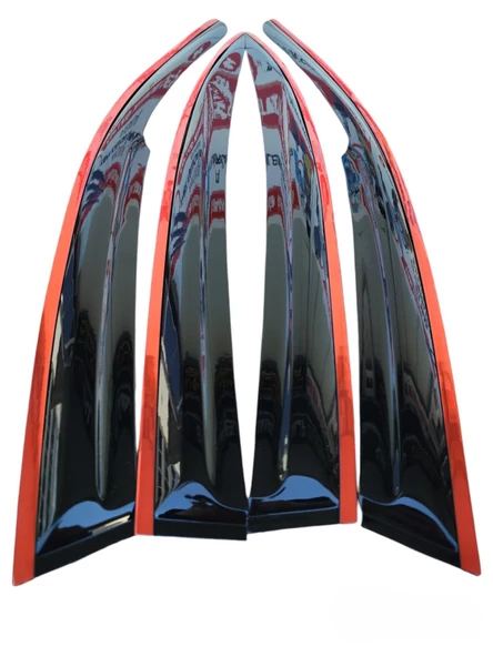 Honda Civic FB7 Düz Kırmızı Kromlu Cam Rüzgarlığı 2012-2016 Arası - Resim 2