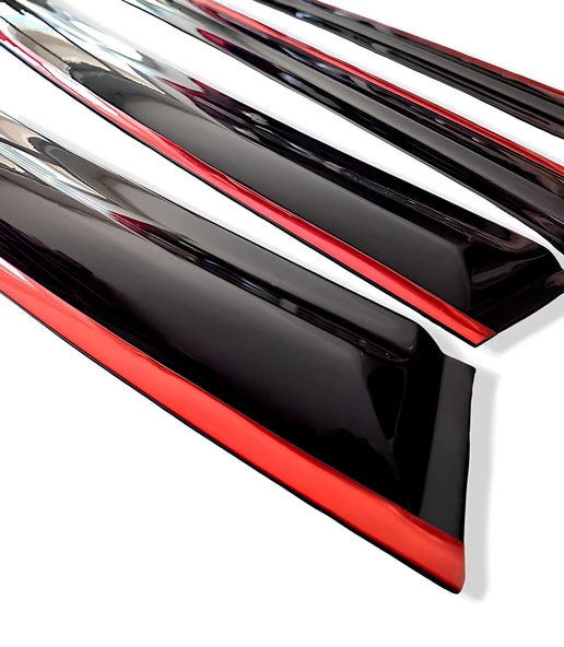 Ford Focus 3 Düz Kırmızı Kromlu Cam Rüzgarlığı 2011-2018 Arası HB-SD ürün görseli