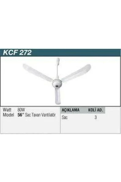 KCF272 80W 3 Kanatlı Saç Tavan Vantilatörü Pervane - 3