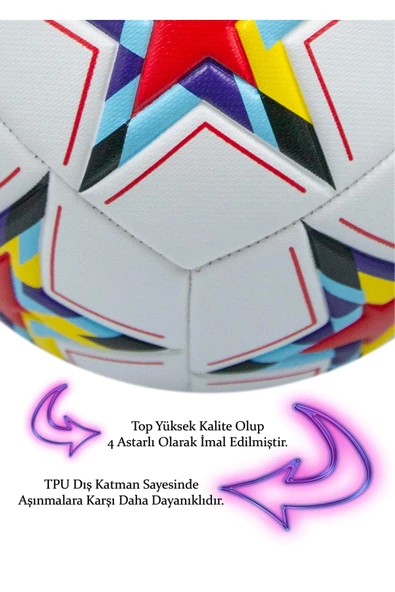 Orijinal Şampiyonlar Ligi Topu Halı Saha Çim Saha Beton Zemin Dikişli Yüksek Kalite Top No:5 - 4
