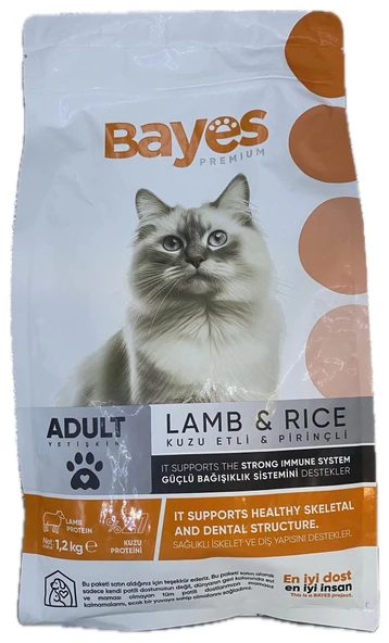 BAYES PREMİUM YETİŞKİN KEDİ KURU MAMA KUZU PİRİNÇ 1,2KG