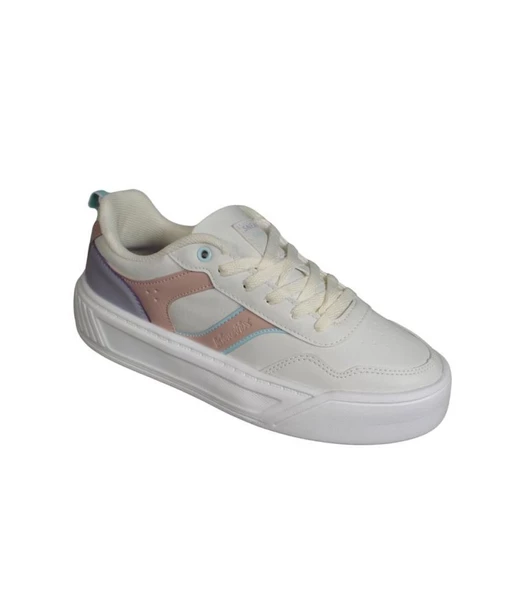 KİNETİX Kadın Siyah Pembe Cilt Kalın Taban Sneaker Spor Ayakkabı